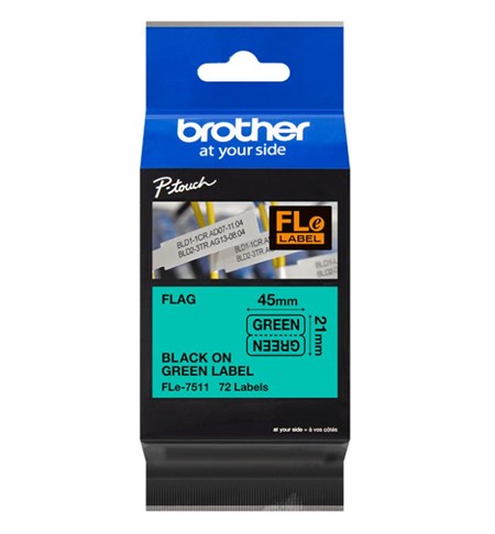 FLE-7511 Brother Die-Cut Tape Cassette - Black on Green, 45mm x 21mm